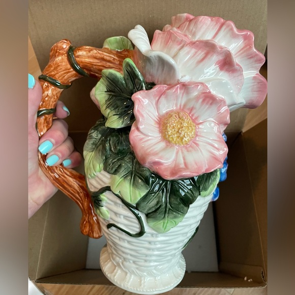 Fitz and Floyd Jardin Floral Bouquet Pitcher Vase Decorative, 9.5 Inch High - Picture 10 of 10